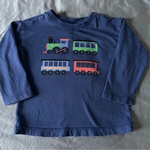 Hanna Andersson Blue Train Long Sleeve Tee